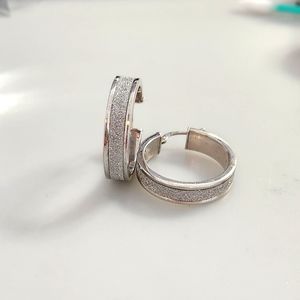 SOLD. Sterling Silver ✨️ Sparkly Glitter 1" Hoop Earrings.